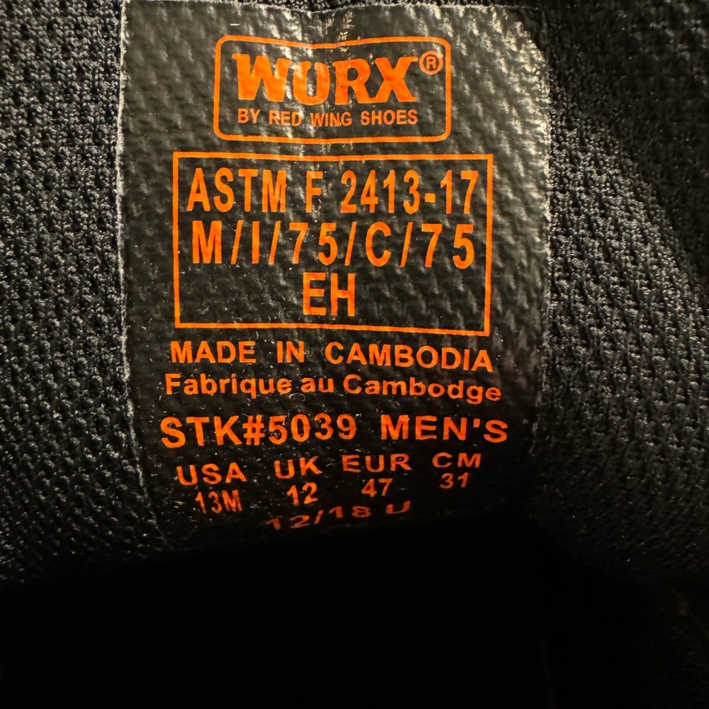 Worx by Red Wing Shoes Safety Shoes. Color Black.  New Without Box. - Picture 2 of 9
